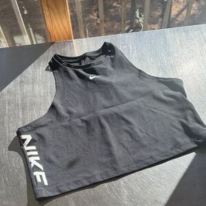 Nike Black Sleeveless cropped Top with White Logo